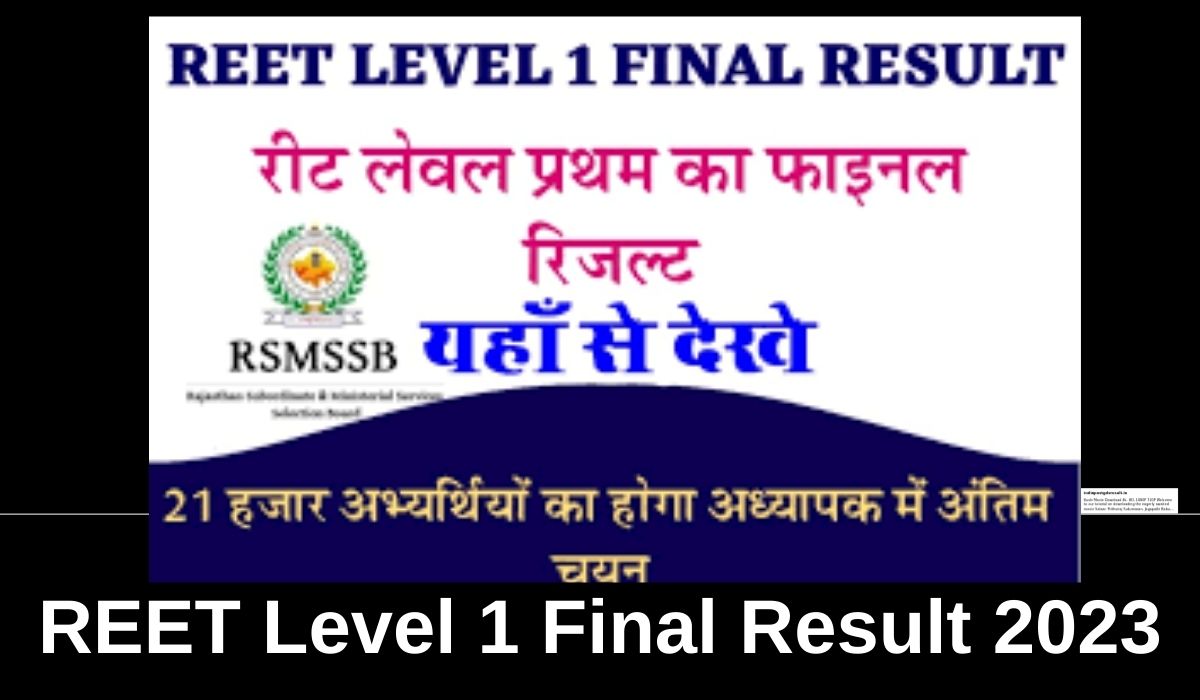 REET Mains Result 2023 Leval 1st & Leval 2nd