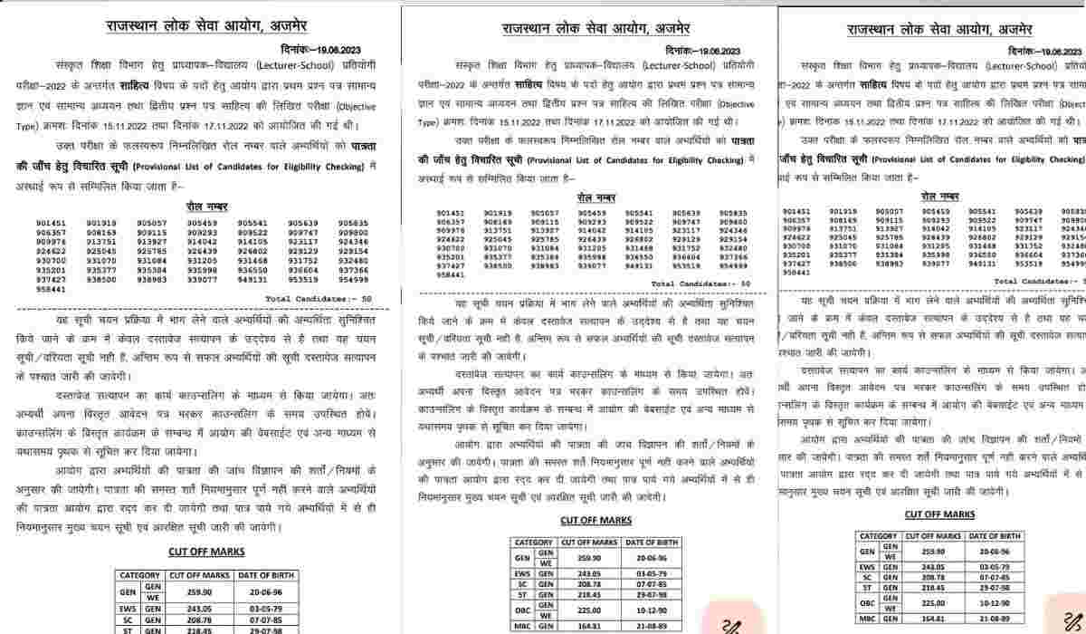 RPSC 2nd Grade Sanskrit Department Result  आरपीएससी संस्कृत डिपार्टमेंट एग्जाम रिजल्ट जारी हुवा, यहां से देखे पूरी जानकारी